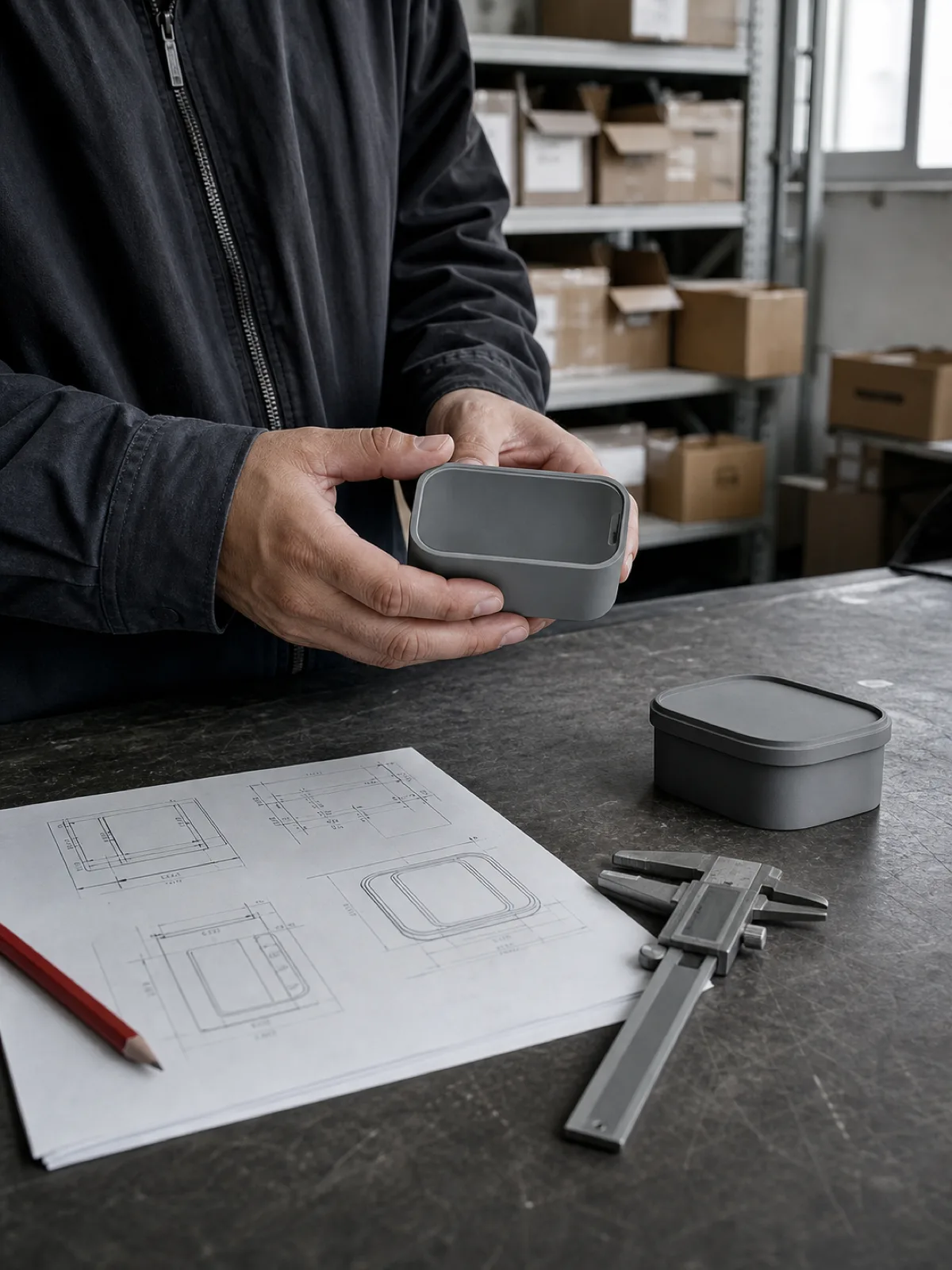 Supply-chain specialists reviewing consumer goods in a warehouse